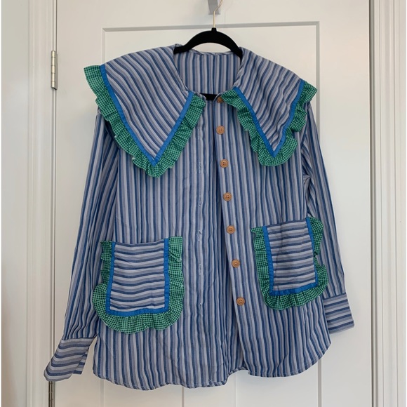 Tops - blue/green peplum top